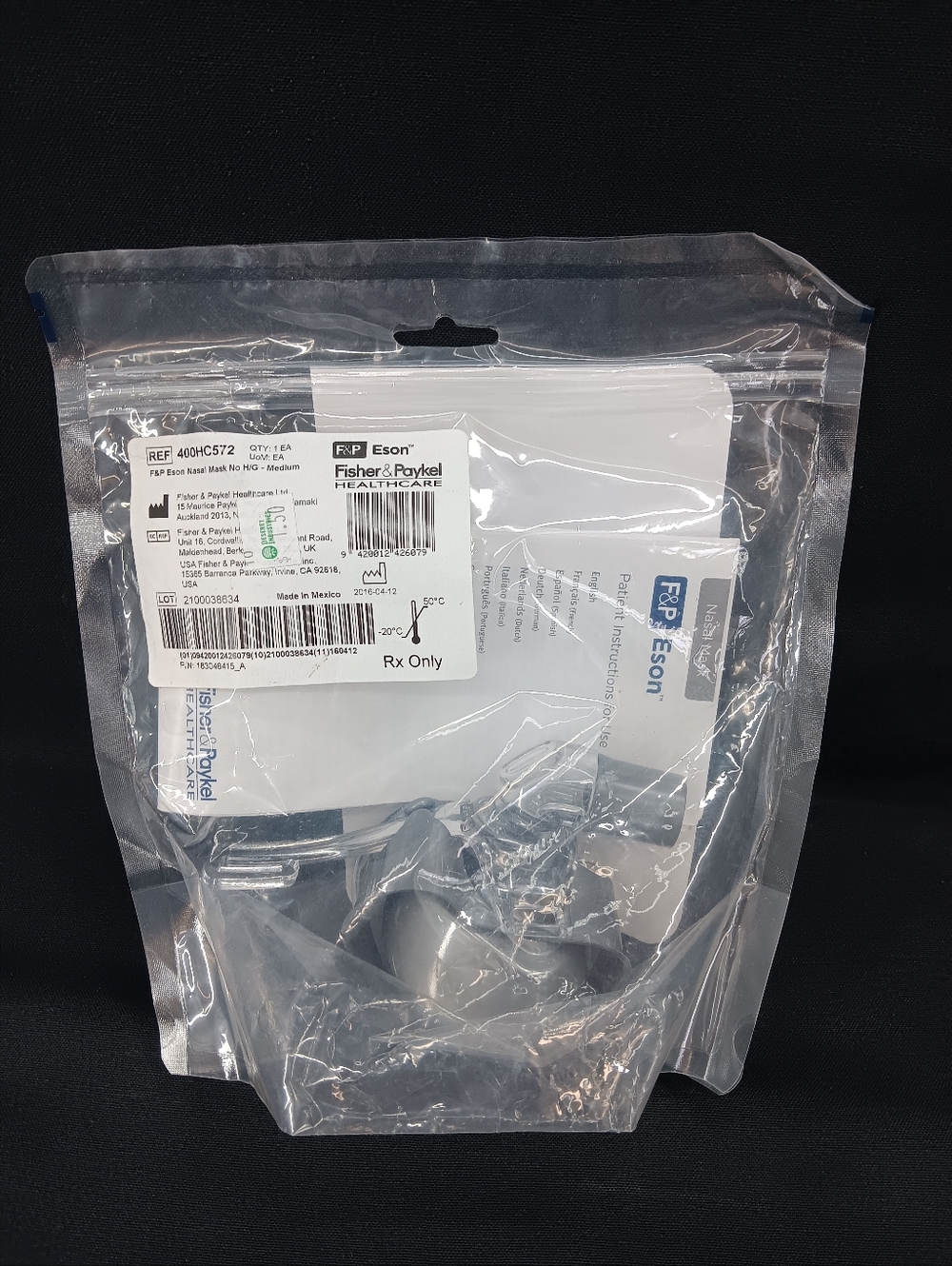 NEW & SEALED - Fisher Paykel ESON NASAL MASK NO HEADGEAR - MEDIUM # 400HC572